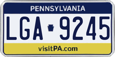 PA license plate LGA9245