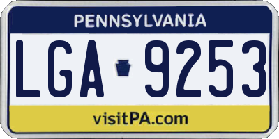 PA license plate LGA9253