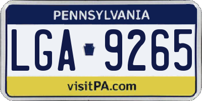 PA license plate LGA9265