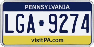 PA license plate LGA9274