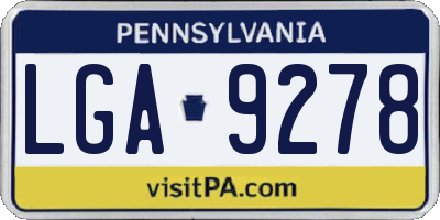 PA license plate LGA9278