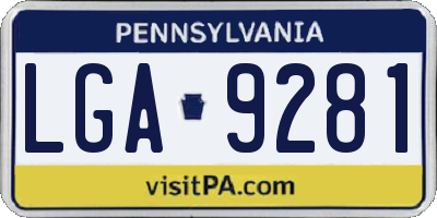 PA license plate LGA9281
