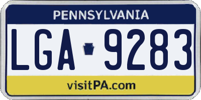 PA license plate LGA9283