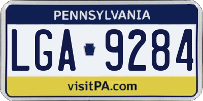 PA license plate LGA9284