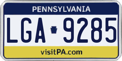 PA license plate LGA9285