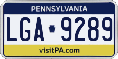 PA license plate LGA9289