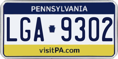 PA license plate LGA9302