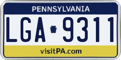 PA license plate LGA9311