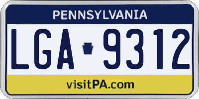 PA license plate LGA9312
