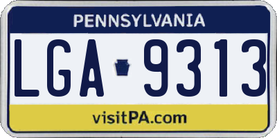 PA license plate LGA9313