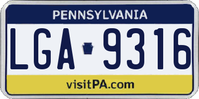 PA license plate LGA9316