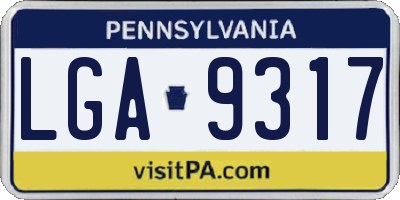 PA license plate LGA9317
