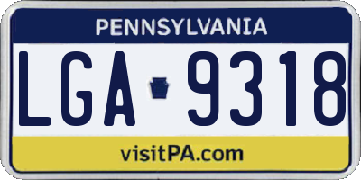 PA license plate LGA9318