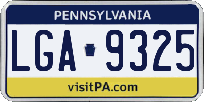 PA license plate LGA9325