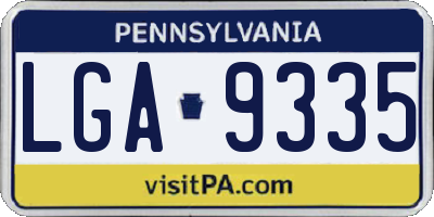 PA license plate LGA9335