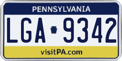 PA license plate LGA9342
