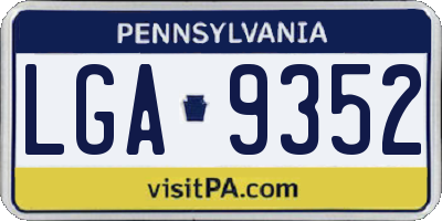 PA license plate LGA9352