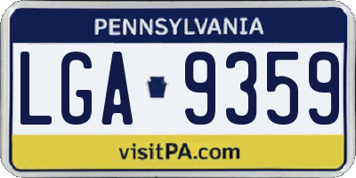 PA license plate LGA9359