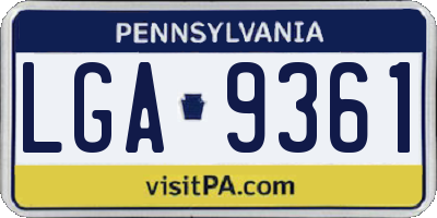 PA license plate LGA9361