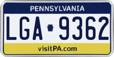 PA license plate LGA9362