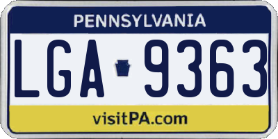 PA license plate LGA9363