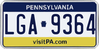 PA license plate LGA9364
