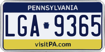 PA license plate LGA9365