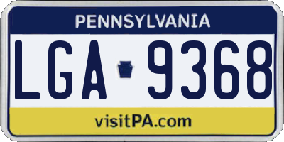 PA license plate LGA9368