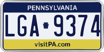 PA license plate LGA9374