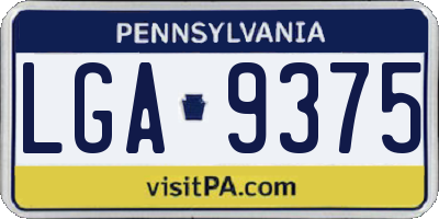 PA license plate LGA9375
