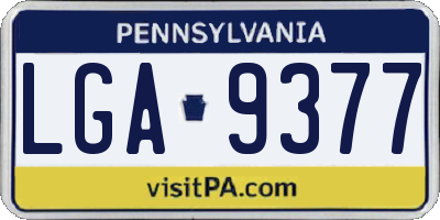 PA license plate LGA9377