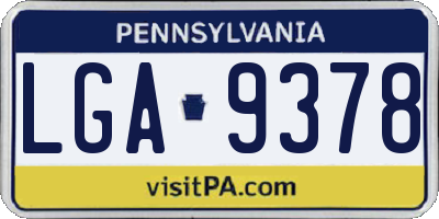 PA license plate LGA9378