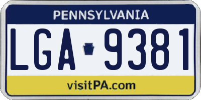 PA license plate LGA9381