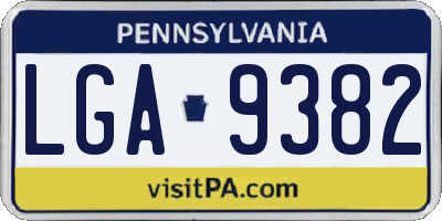 PA license plate LGA9382