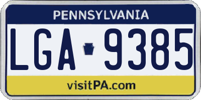 PA license plate LGA9385