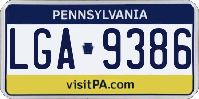 PA license plate LGA9386