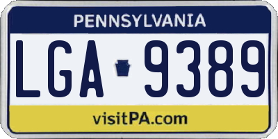 PA license plate LGA9389