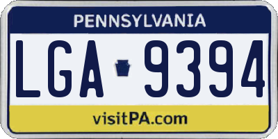 PA license plate LGA9394