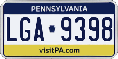 PA license plate LGA9398
