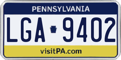 PA license plate LGA9402