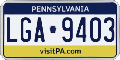 PA license plate LGA9403