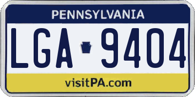 PA license plate LGA9404