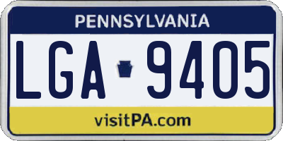 PA license plate LGA9405