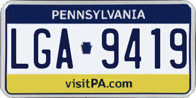 PA license plate LGA9419