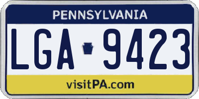 PA license plate LGA9423