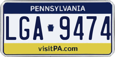 PA license plate LGA9474