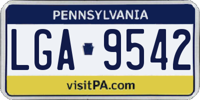 PA license plate LGA9542