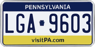 PA license plate LGA9603