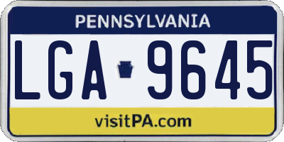 PA license plate LGA9645