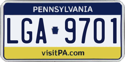 PA license plate LGA9701